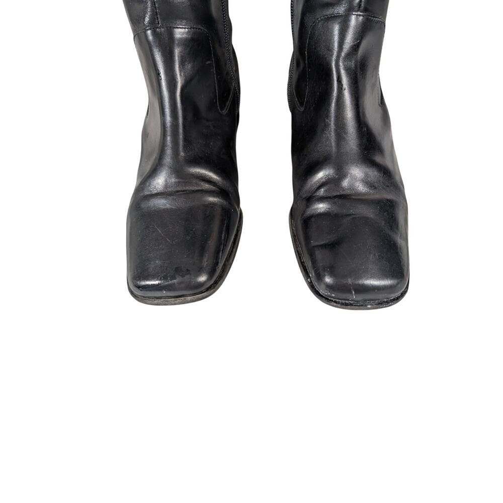 LIFESTRIDE! BLACK VEGAN LEATHER LOW HEEL, SQUARE TOE,V ZIPPER BOOTS! SZ 9.5M - Picture 5 of 11